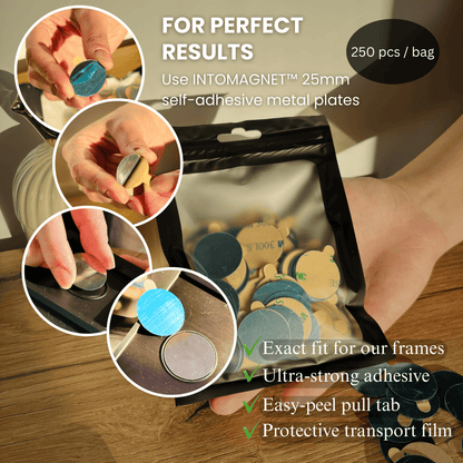 INTOMAGNET™ 25mm Self-Adhesive Metal Plates – System Component