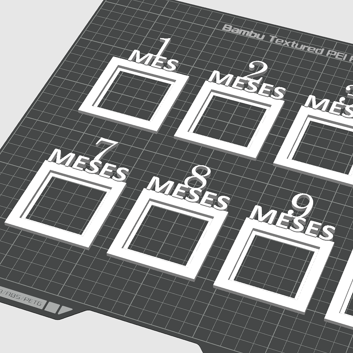1-12 MESES Magnetic Photo Frame 3D Print File - Commercial Use
